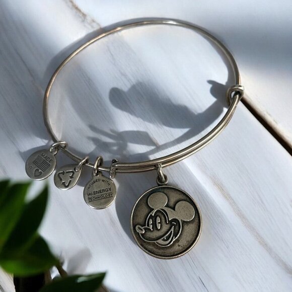 Alex And Ani Disney Mickey Mouse Silver Charm Bangle Adjustable 2.0"-3.5" - Picture 1 of 2